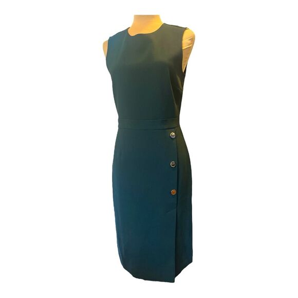 H&M Dress Dark Green Sleeveless Classic Pencil - Picture 1 of 7